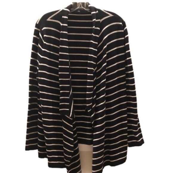 STITCH FIX STACCATO Cardigan Black and White Stripe W… - Picture 1 of 5